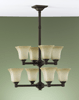 F2216-4+4ORB American Foursquare Chandelier
